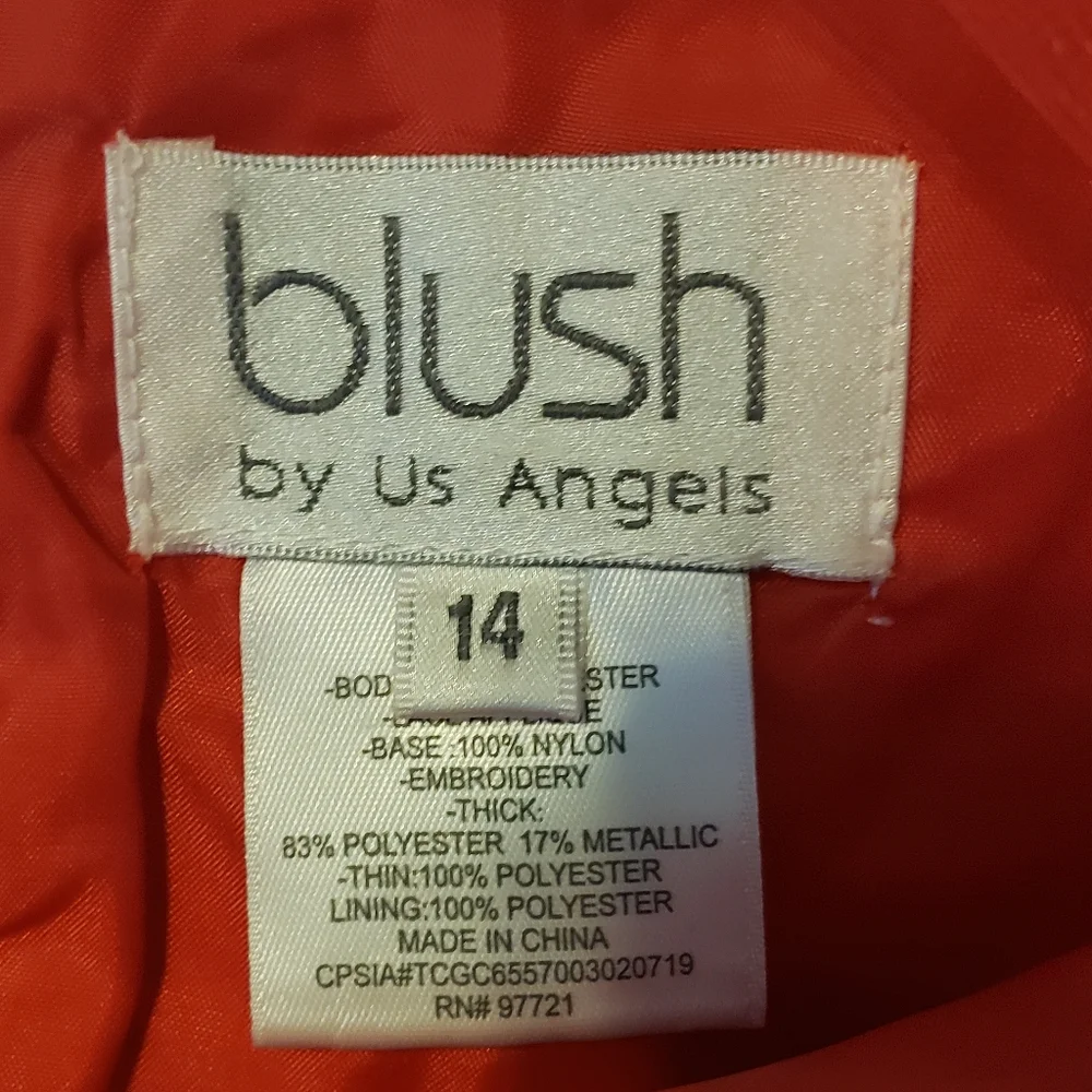 Blush By Us Angels Elegant Red Lace Kids Dress Size 14